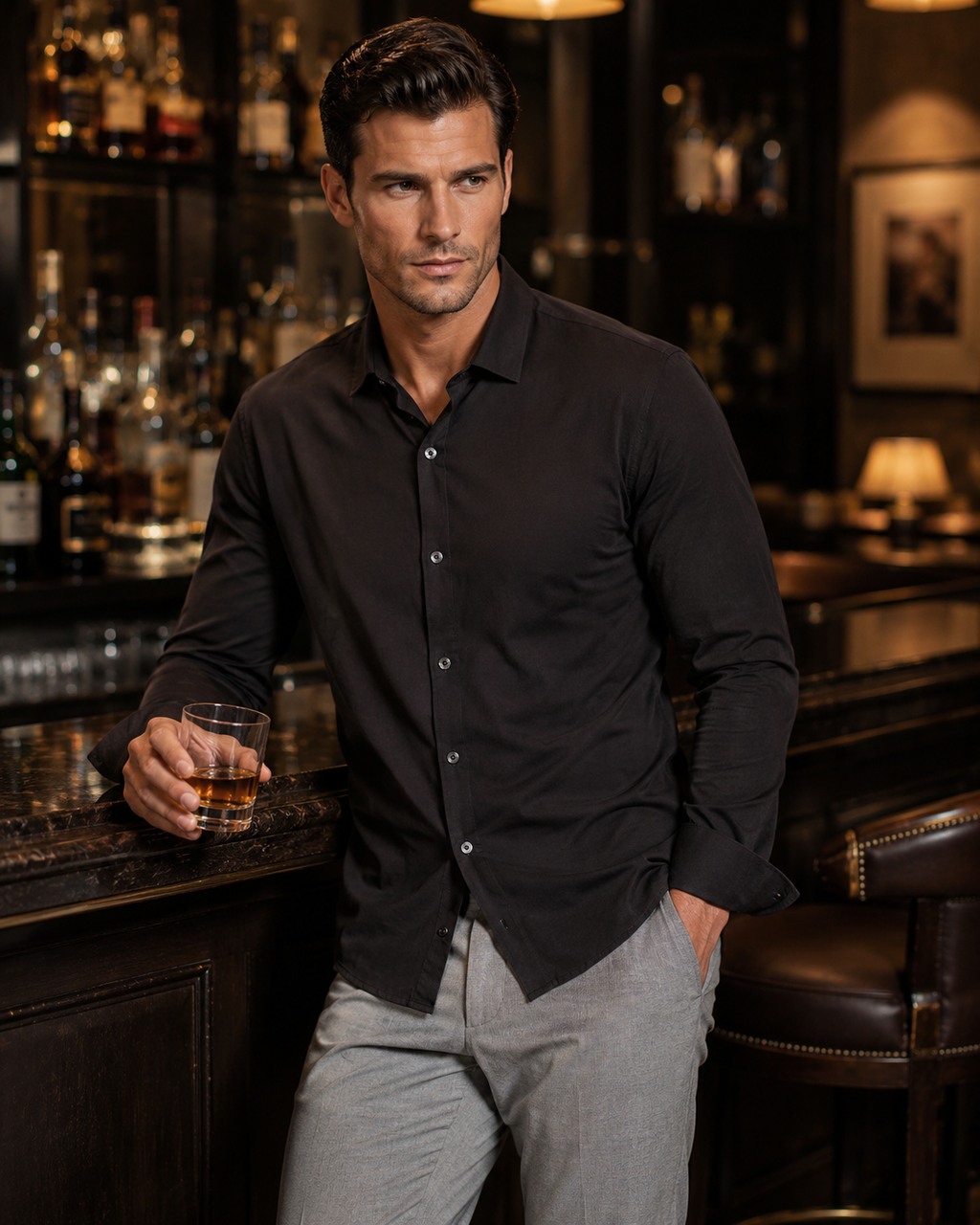 Cinqo 'Single Shot' Long Sleeve Shirt - Black