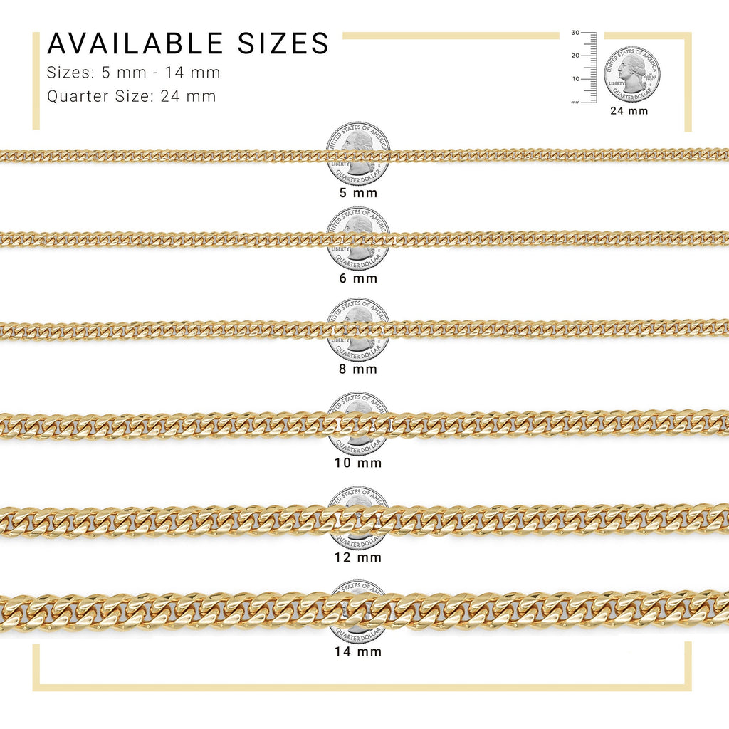 Cuban Link 14K Gold Plated Necklace 30" For Men