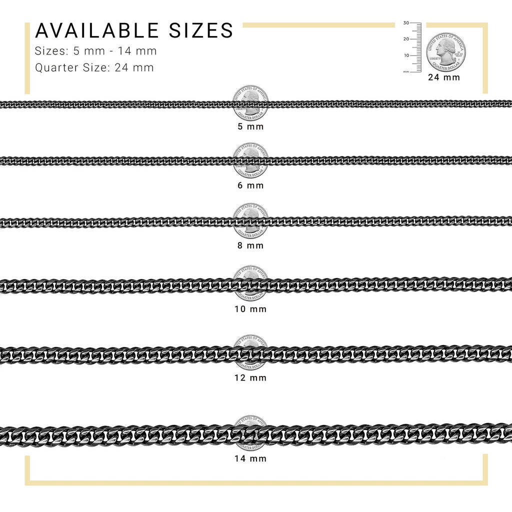 Black Cuban Link Stainless Steel Necklace 30"