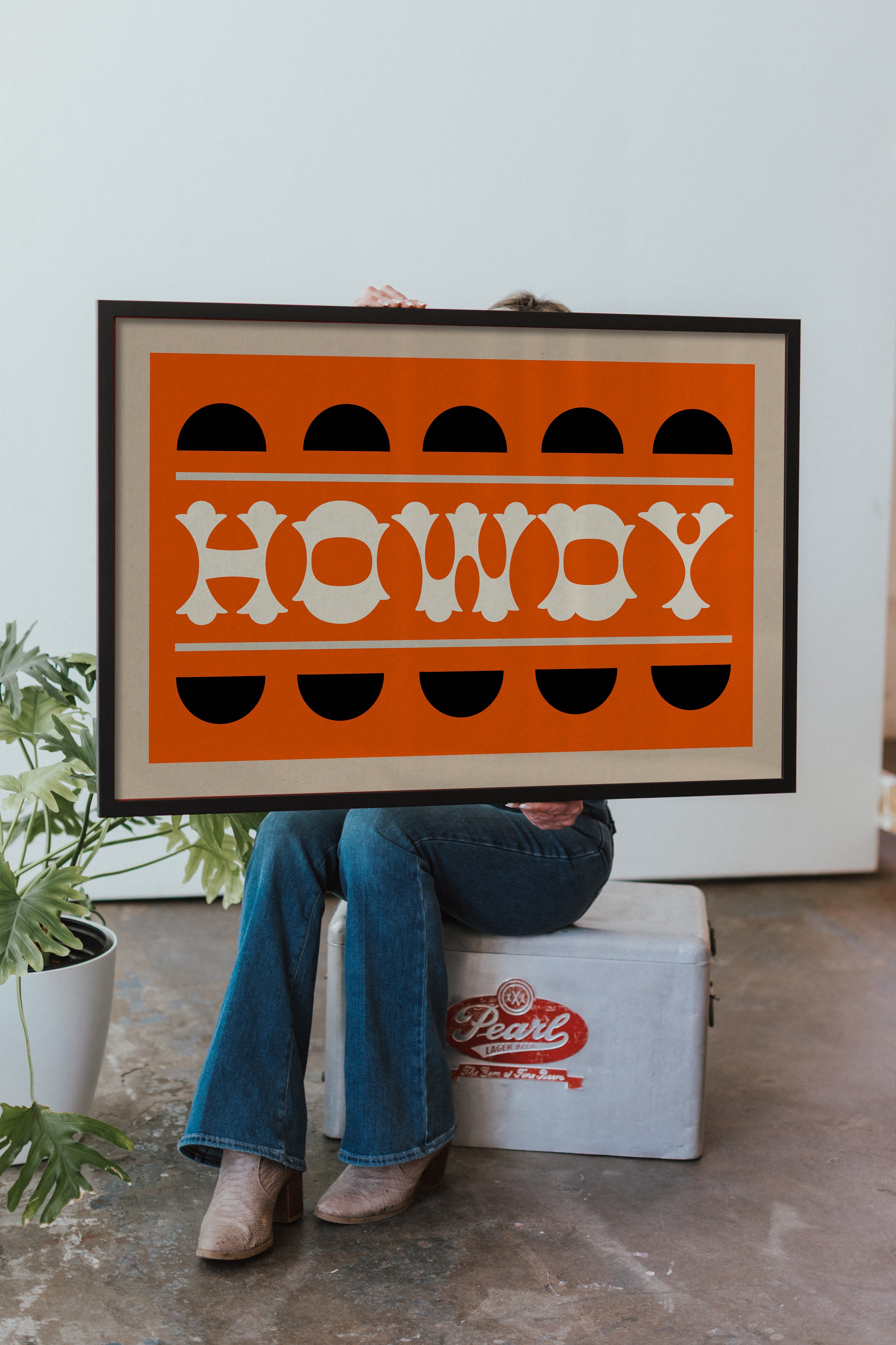 Orange and Black Howdy Home Decor Art Print