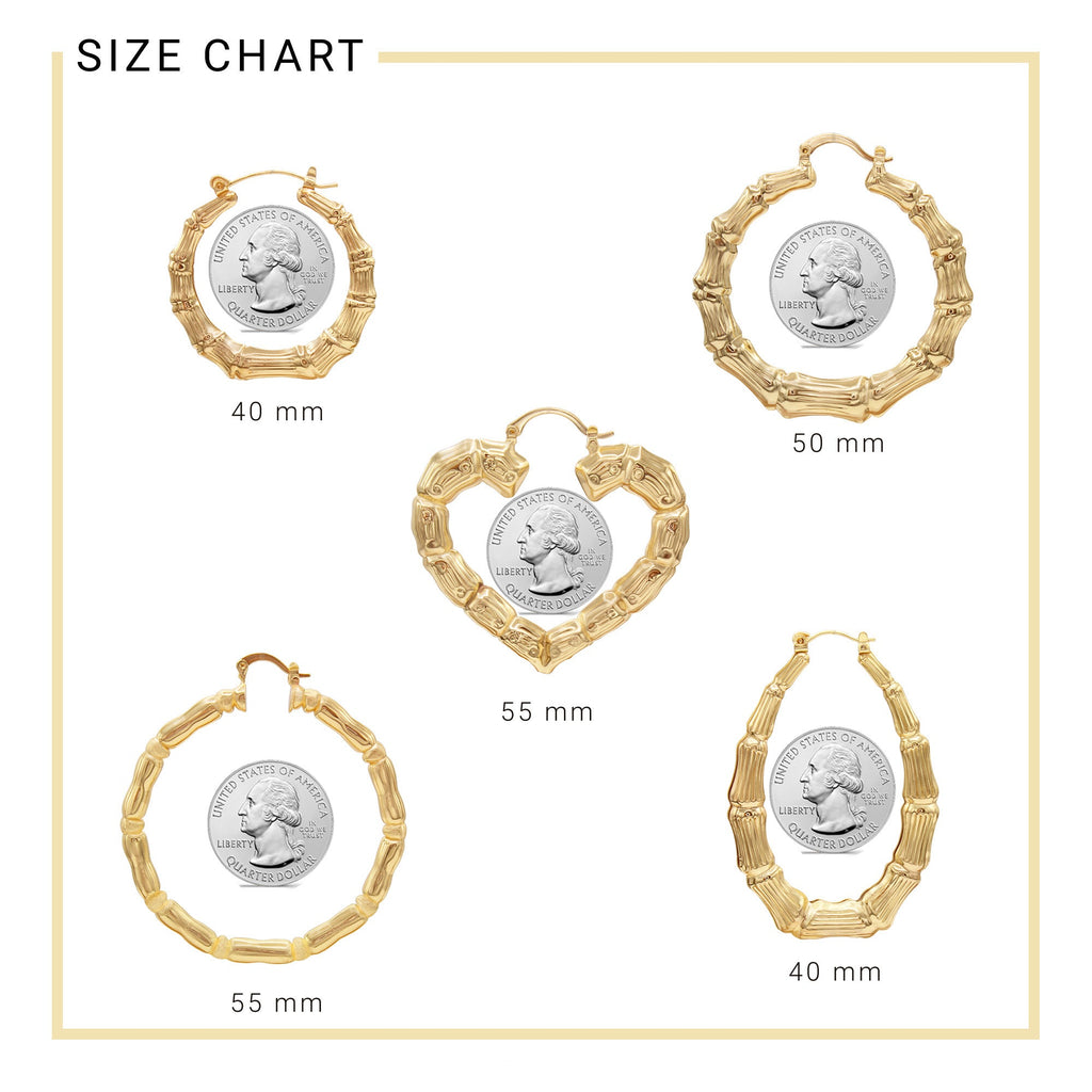 Bamboo Hoop Earrings 14K Gold Plated Women Jewelry 50 mm