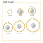 14K Gold Plated Plain Hoop Women Earrings 4 mm 25 - 80 mm