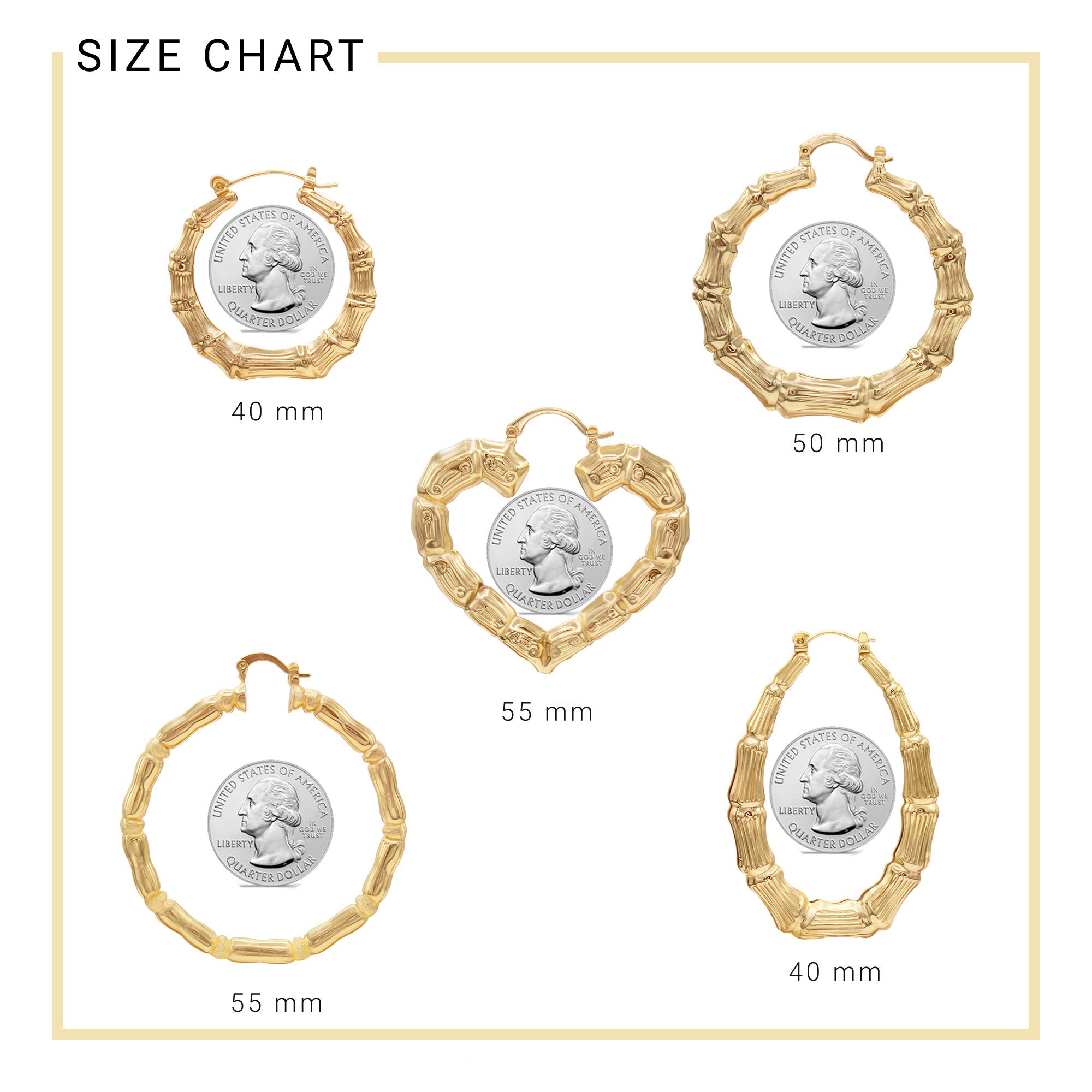 Bamboo Hoop Earrings 14K Gold Plated Women Jewelry 40 mm