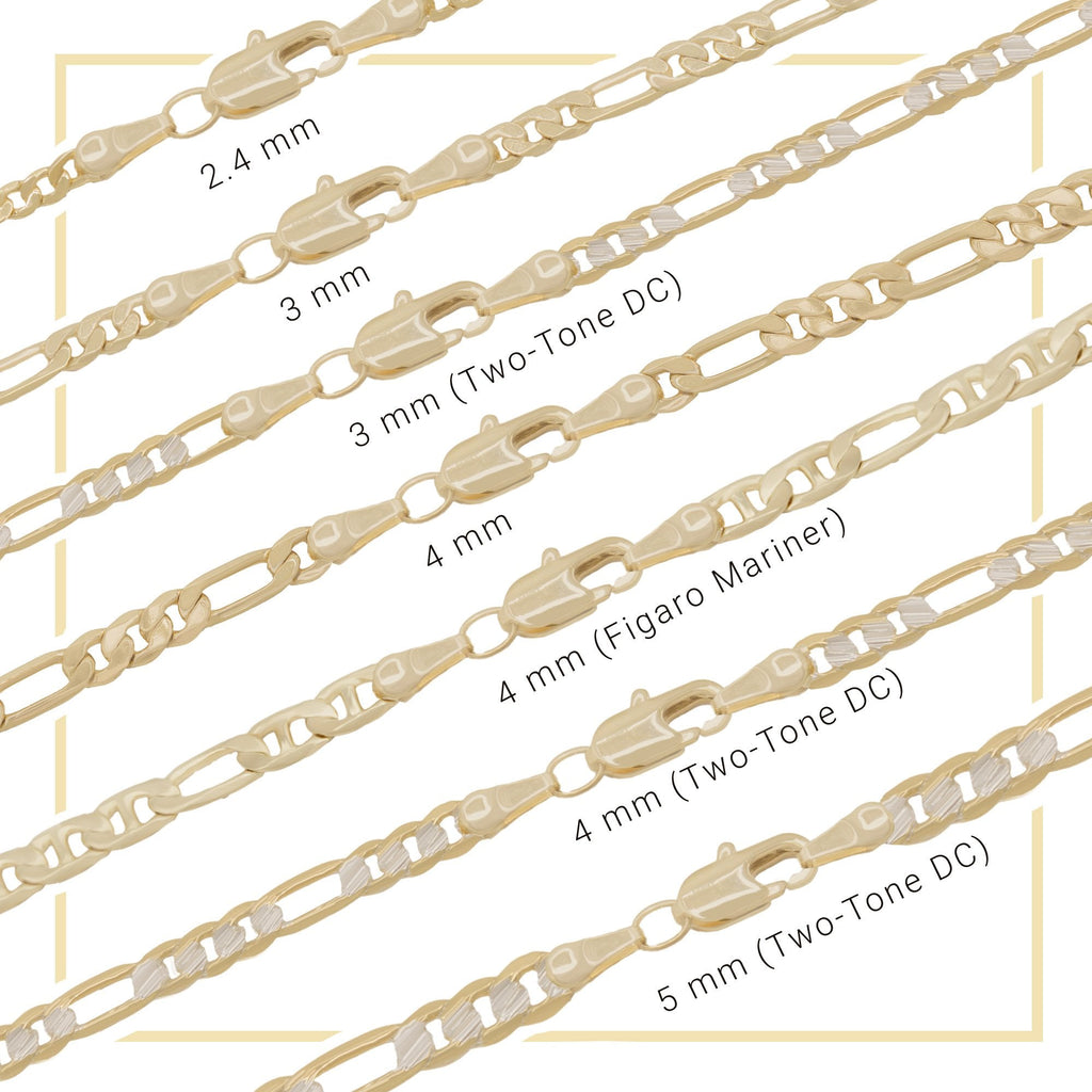 14K Gold Filled Anklet Diamond Cut Two Tone Figaro Chain Anklet 10" Women Jewelry
