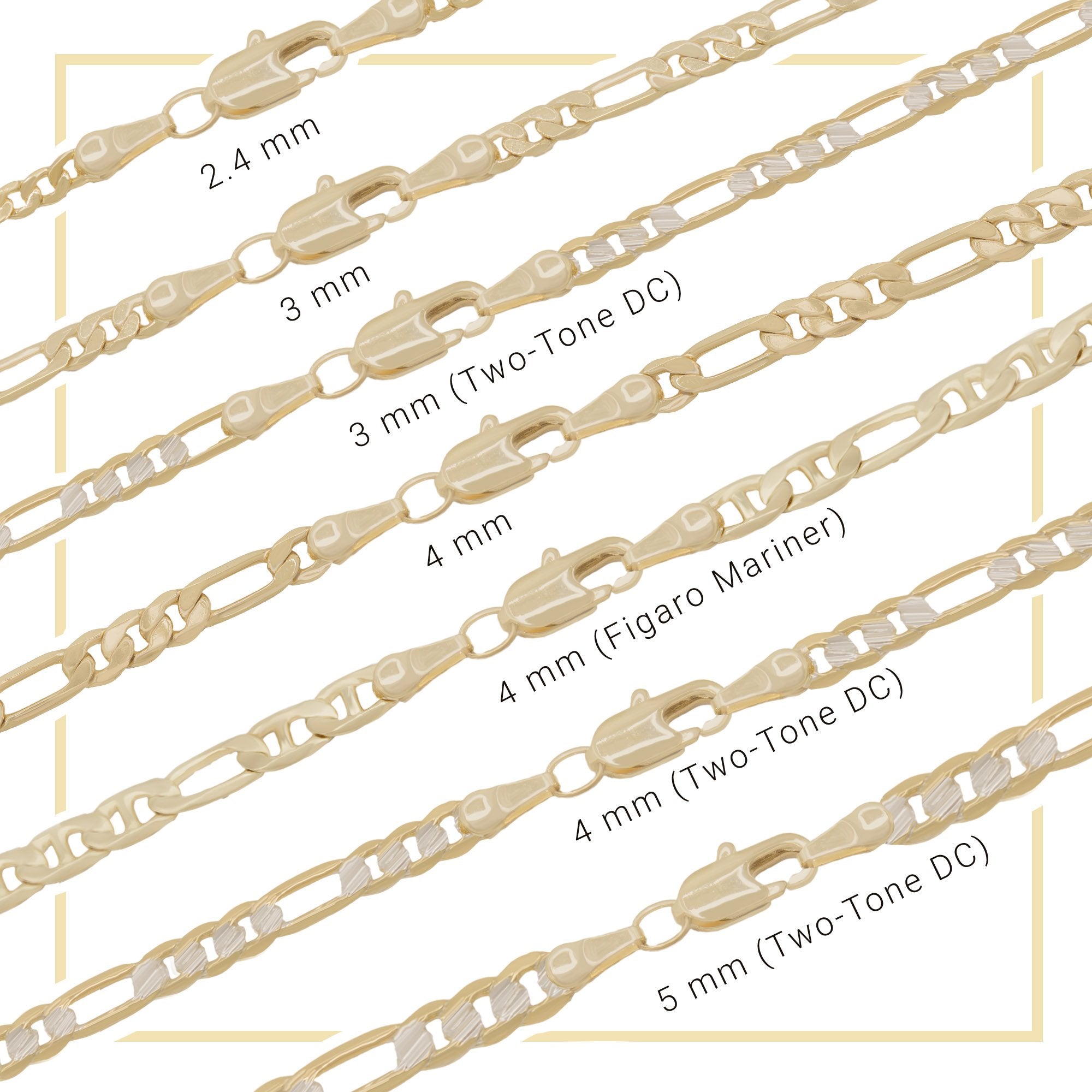 14K Gold Filled Anklet Diamond Cut Two Tone Figaro Chain Anklet 10" Women Jewelry