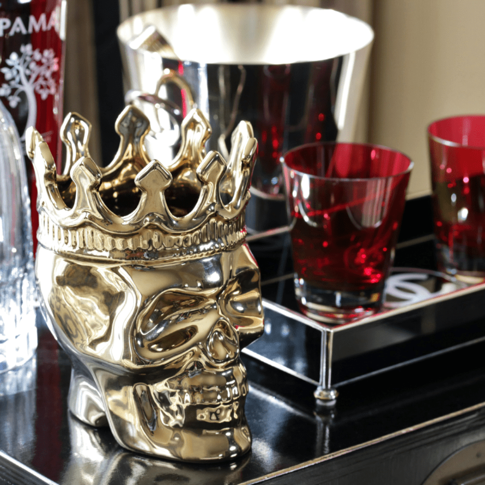 Gold Bonaparte Skull in Wood Charnel