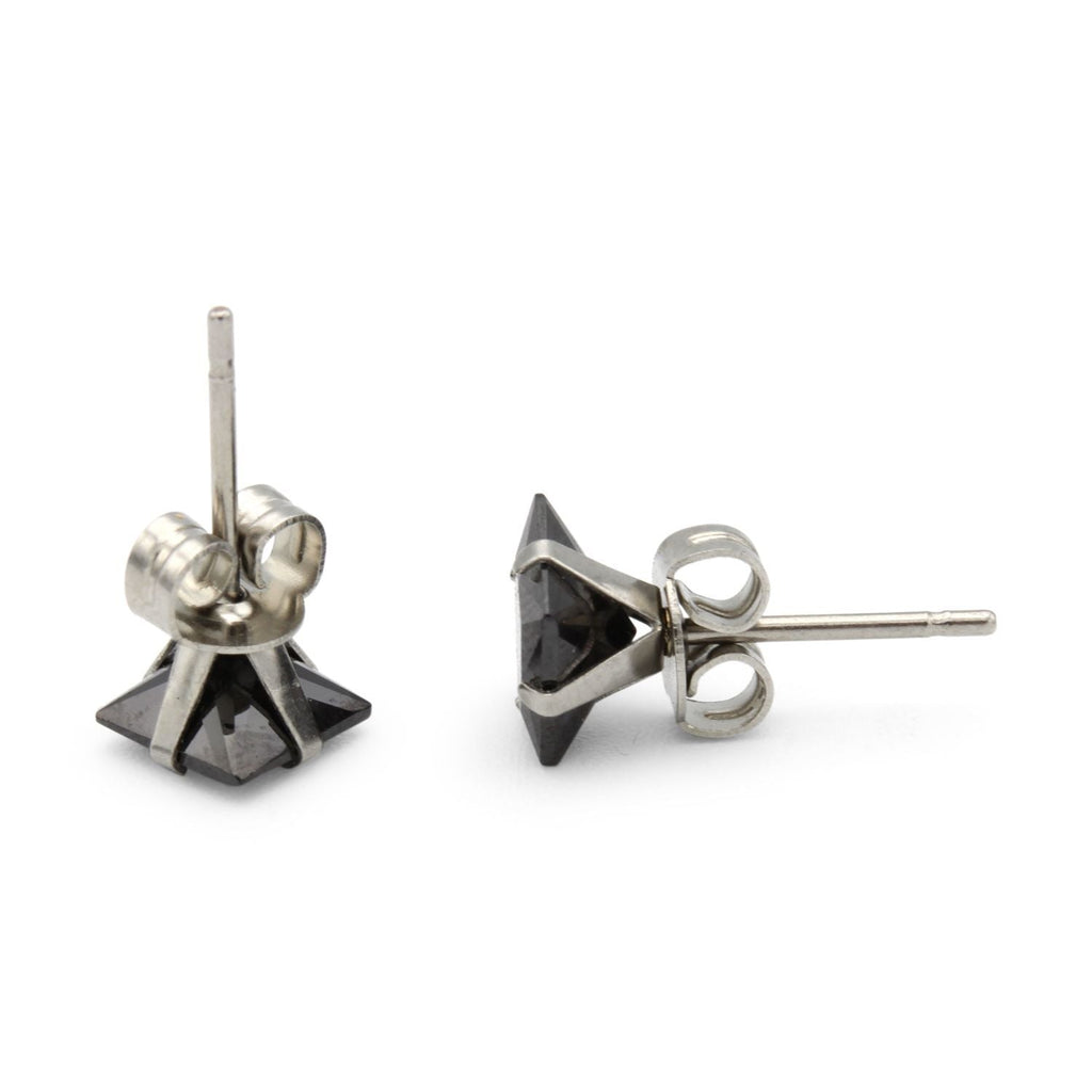 Cubic Zirconia Square Black Stud Earrings Set Of 4 Stainless Steel Jewelry Men Women