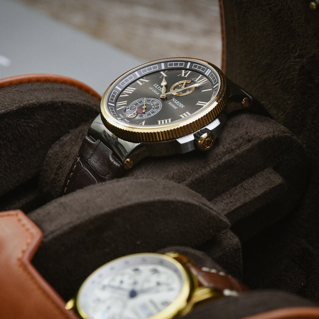 2 Watch Travel Case Full-grain Leather Watch Roll (Tawny Brown)