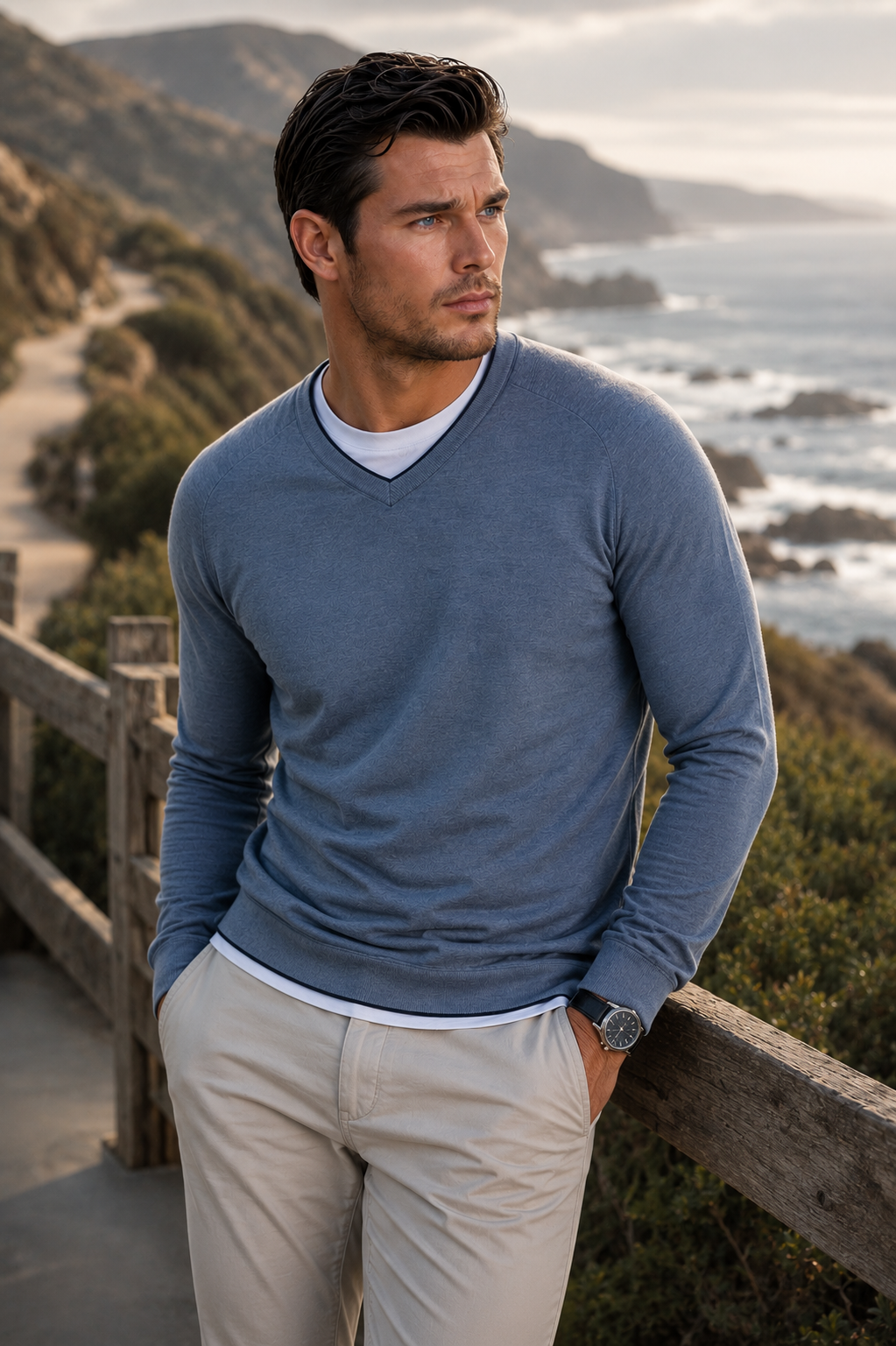 Seamless V-Neck Pullover Shirt