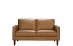 Soria Saddle Brown Top-Grain Leather Loveseat