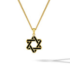 Star Of David Pendant - 14K Gold Onyx