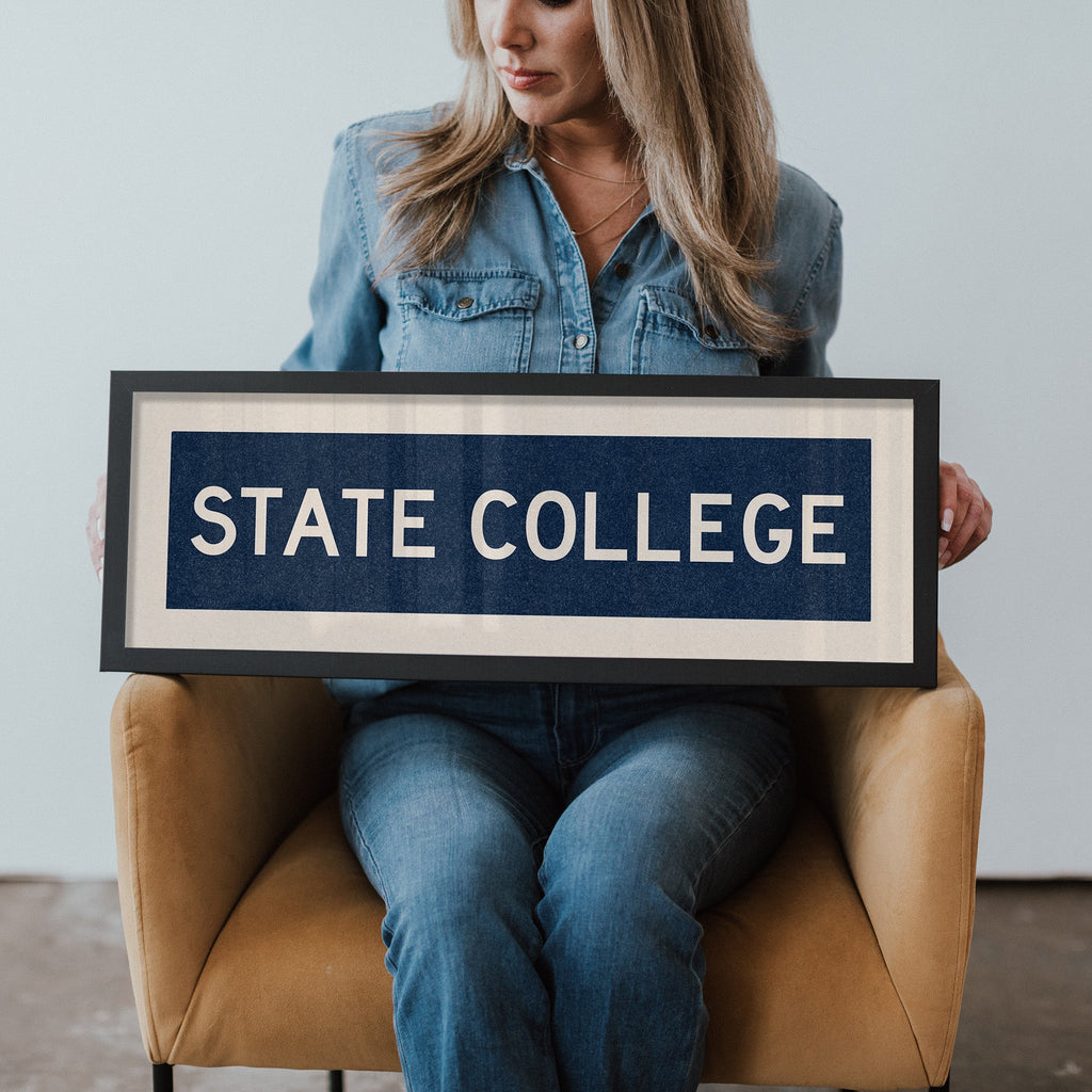 Framed State College Navy Bus Scroll