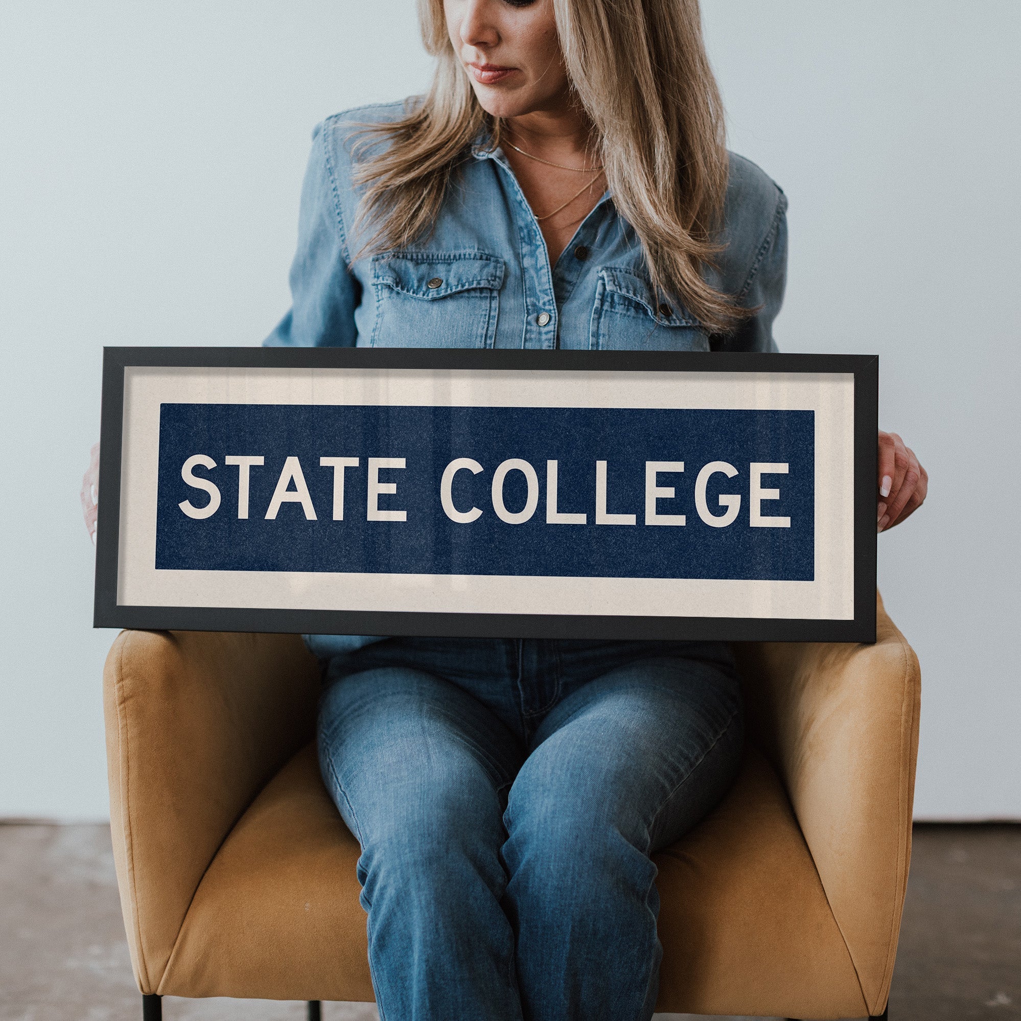 Framed State College Navy Bus Scroll