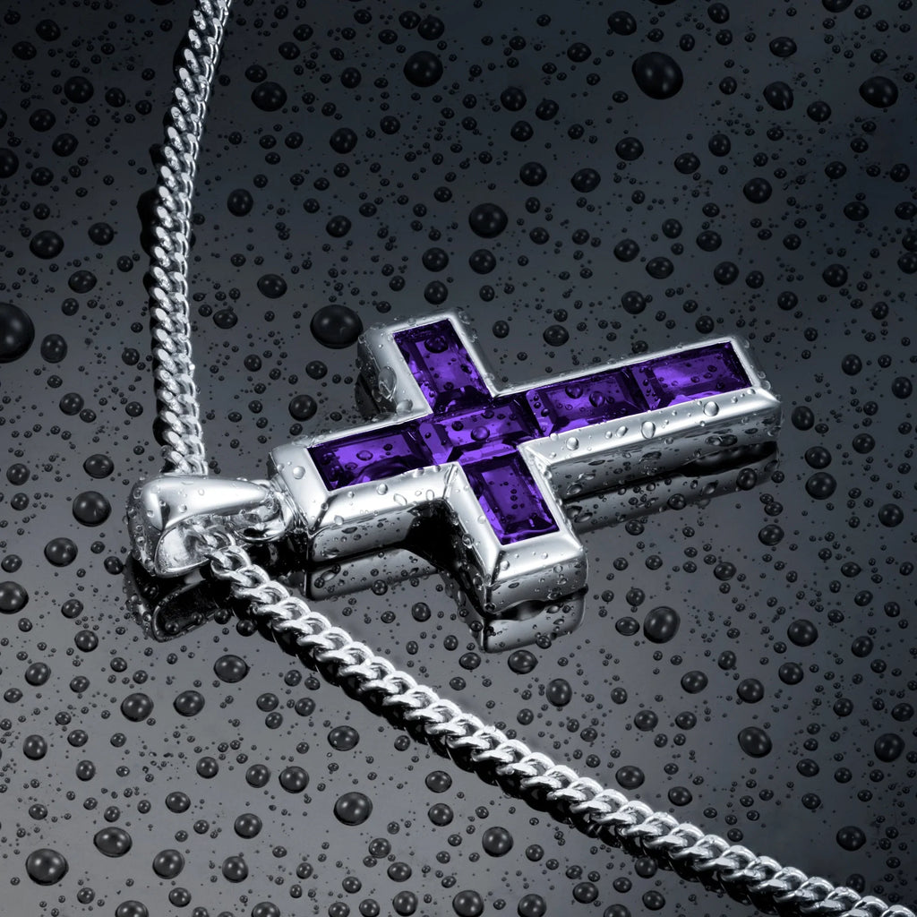 Gemstone Cross Pendant - Amethyst