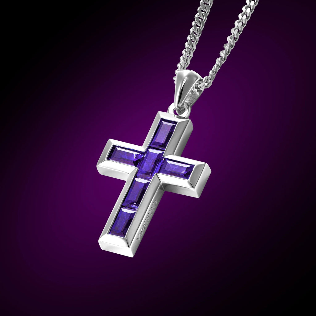 Gemstone Cross Pendant - Amethyst