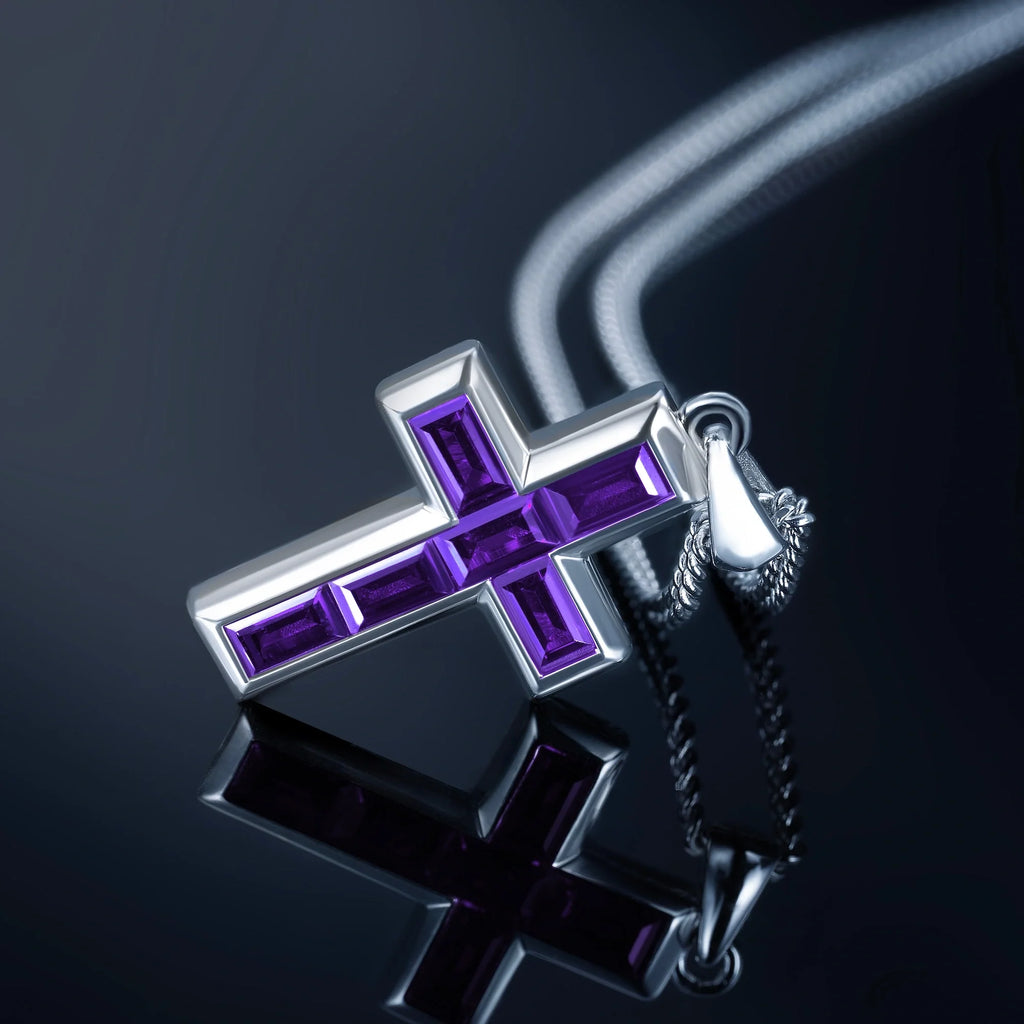 Gemstone Cross Pendant - Amethyst