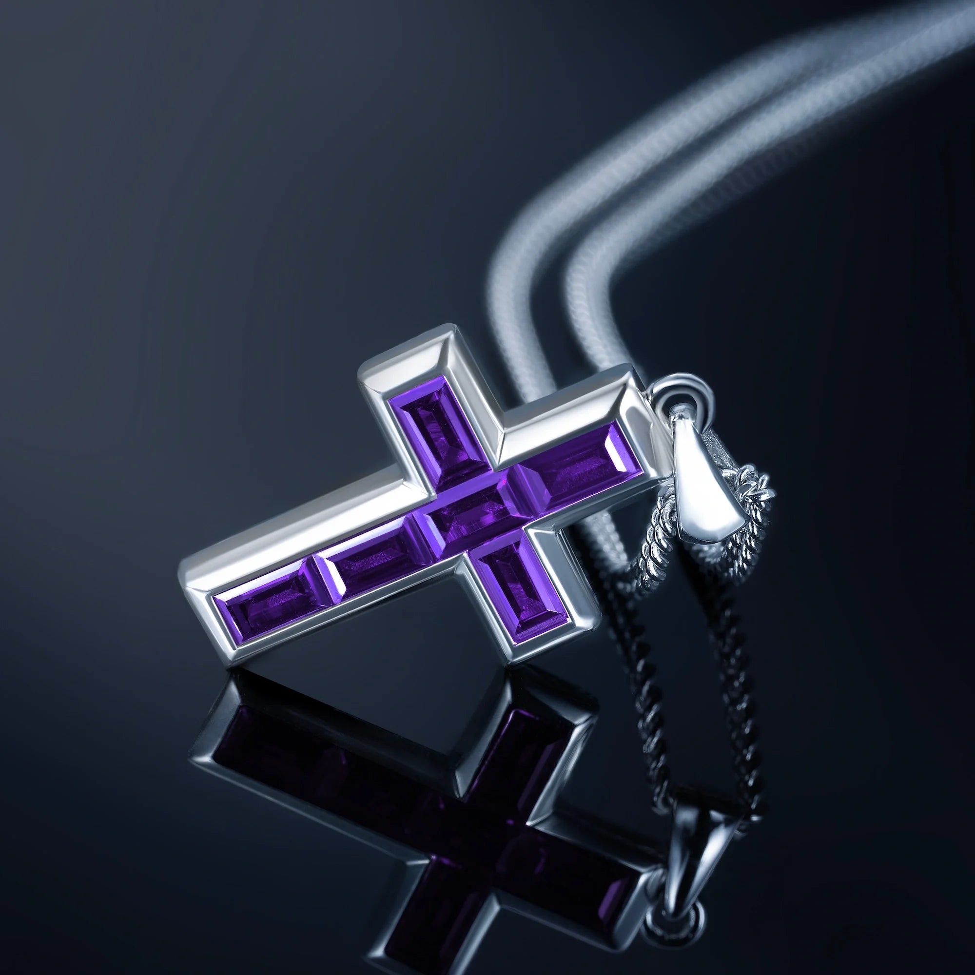 Gemstone Cross Pendant - Amethyst