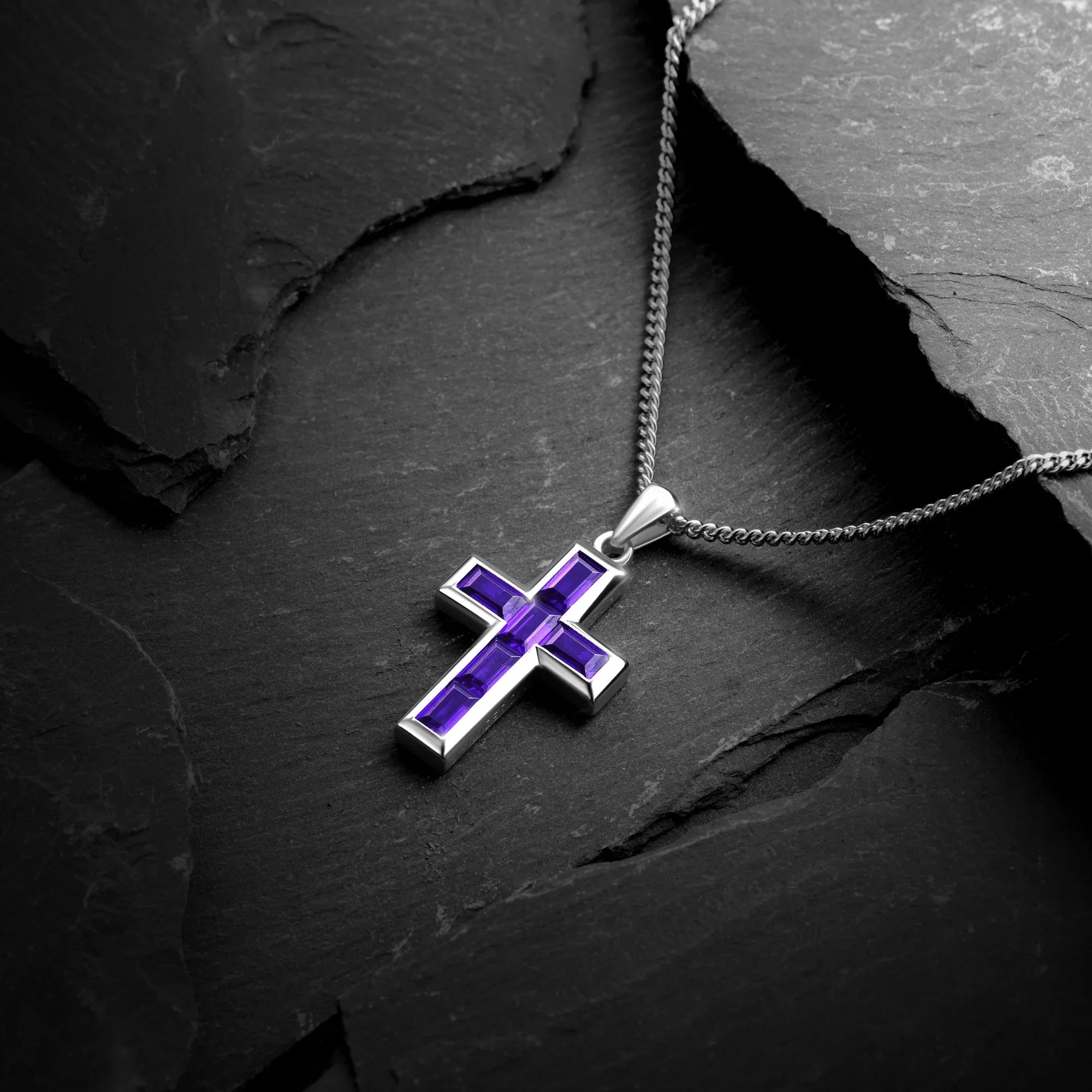 Gemstone Cross Pendant - Amethyst
