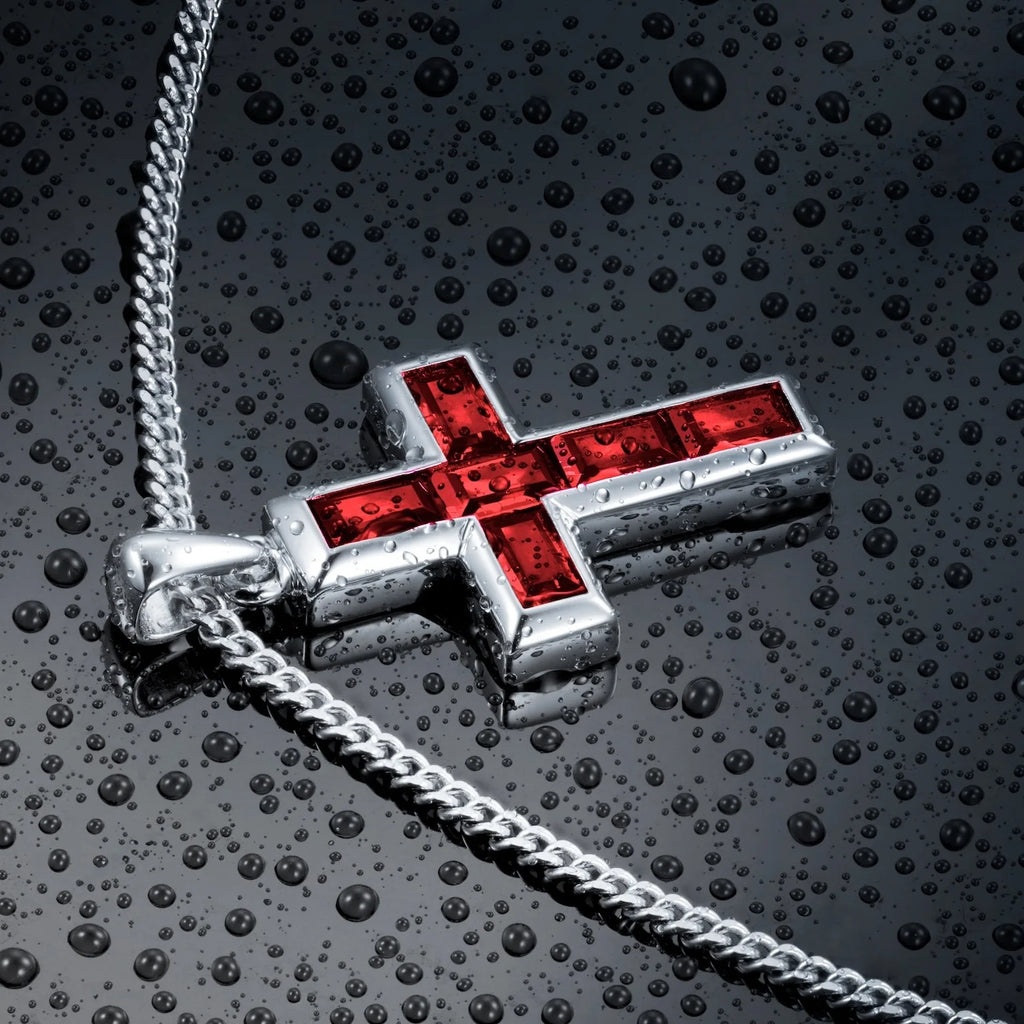 Gemstone Cross Pendant - Ruby
