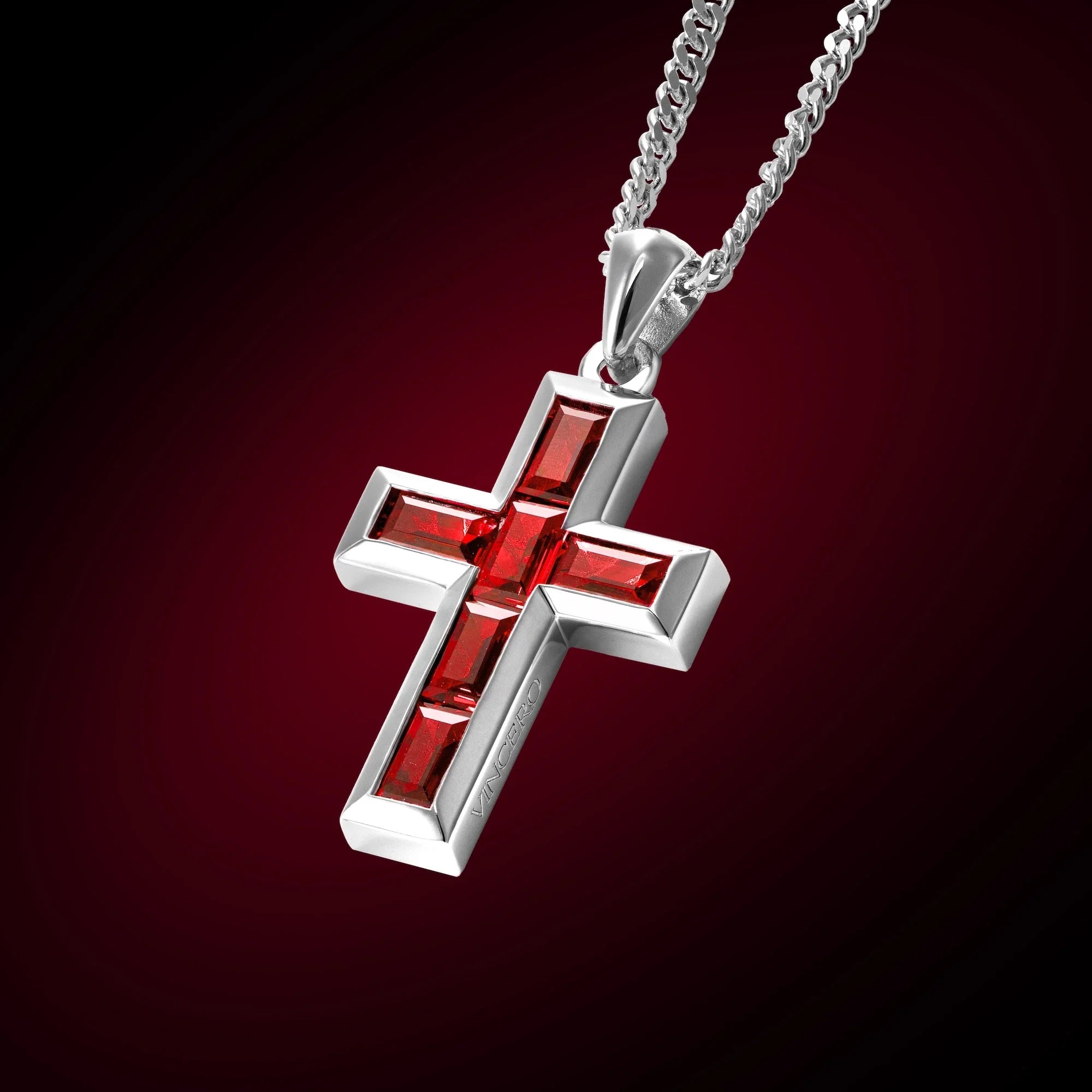 Gemstone Cross Pendant - Ruby