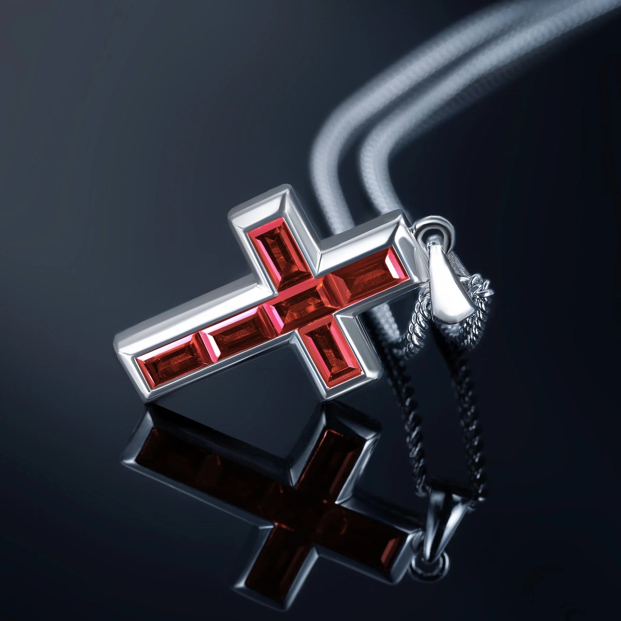 Gemstone Cross Pendant - Ruby