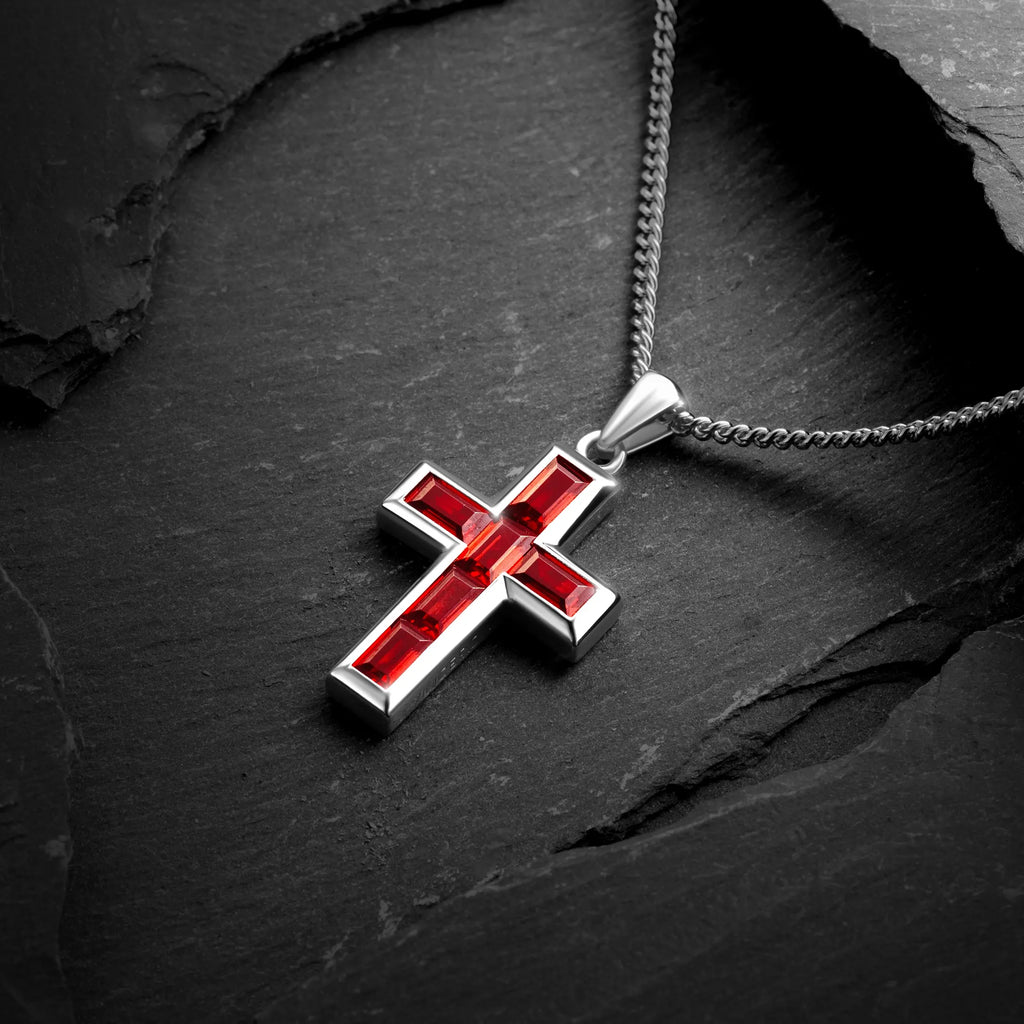 Gemstone Cross Pendant - Ruby