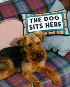 Dog Sits Here Needlepoint Pillow