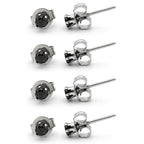 Cubic Zirconia Round Black Stud Earrings Set Of 4 Stainless Steel Jewelry Men Women