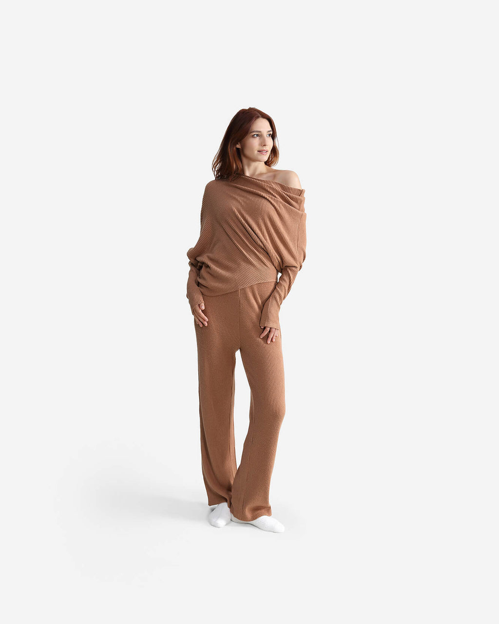 Cloud Knit Asymmetrical Long Sleeve Top