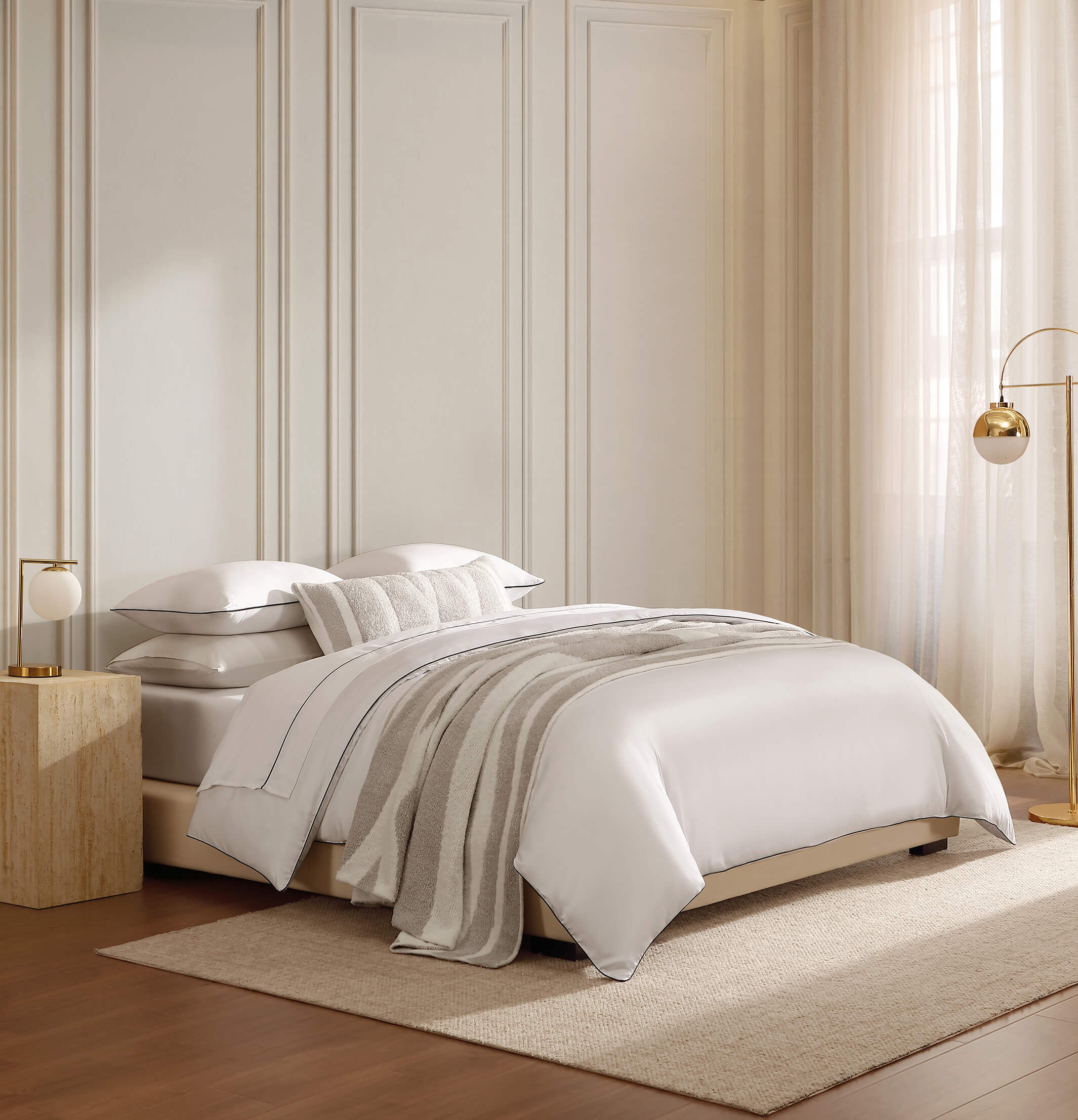 Bamboo Viscose Luxe Sham Set with Piping