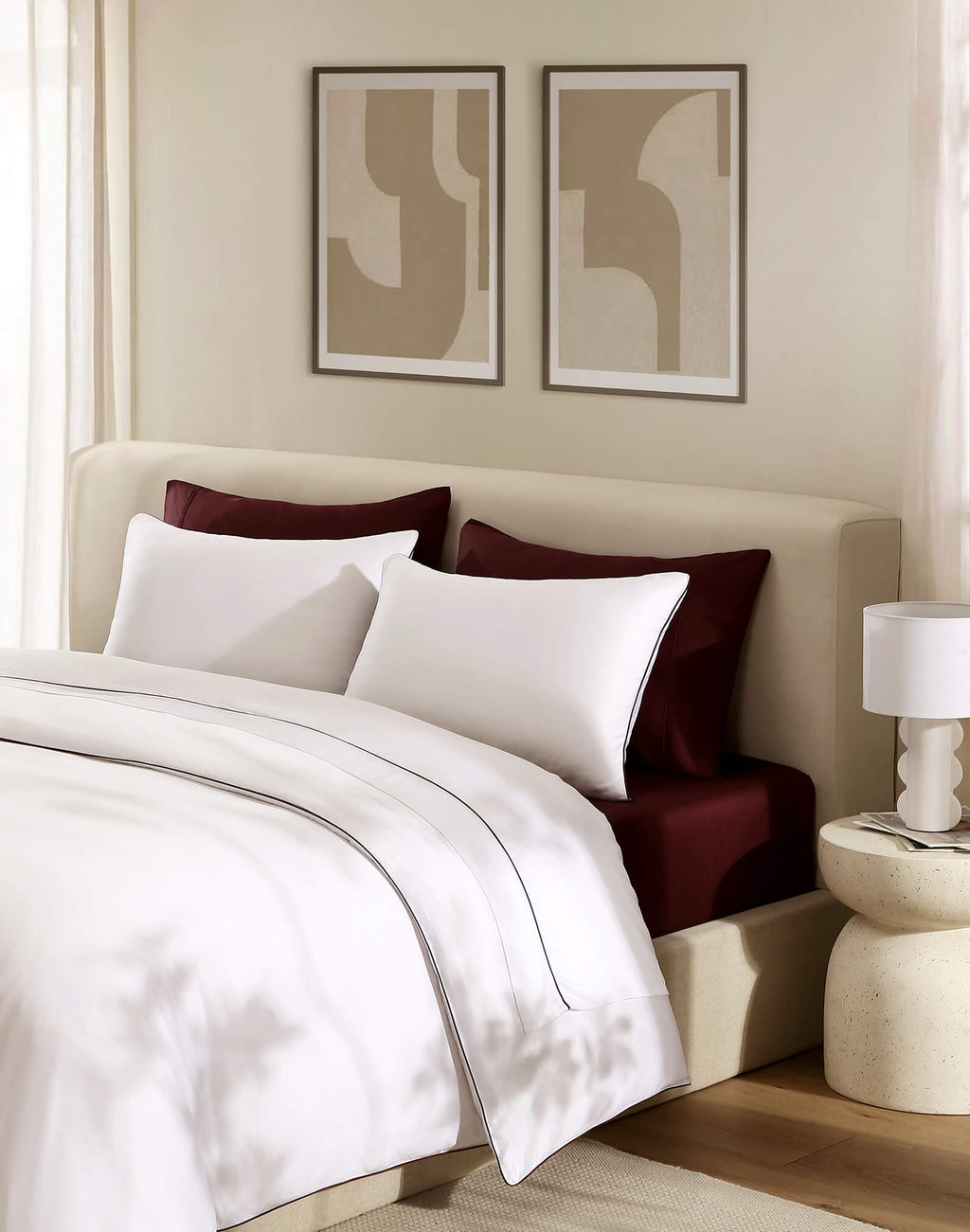 Bamboo Viscose Luxe Sham Set with Piping