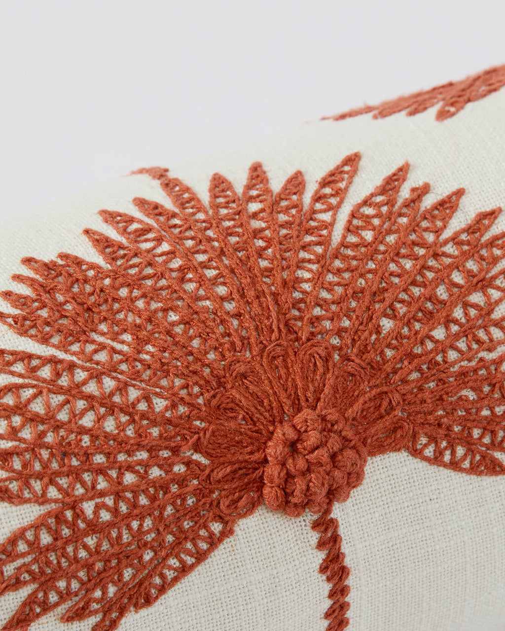 Palm Leaf Embroidered Bolster Pillow