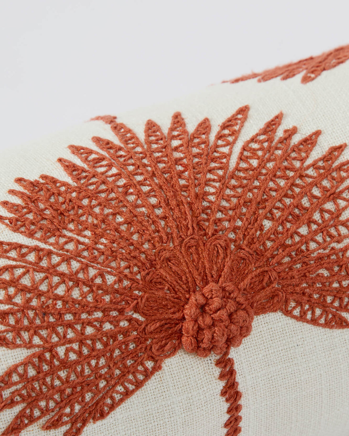 Palm Leaf Embroidered Bolster Pillow