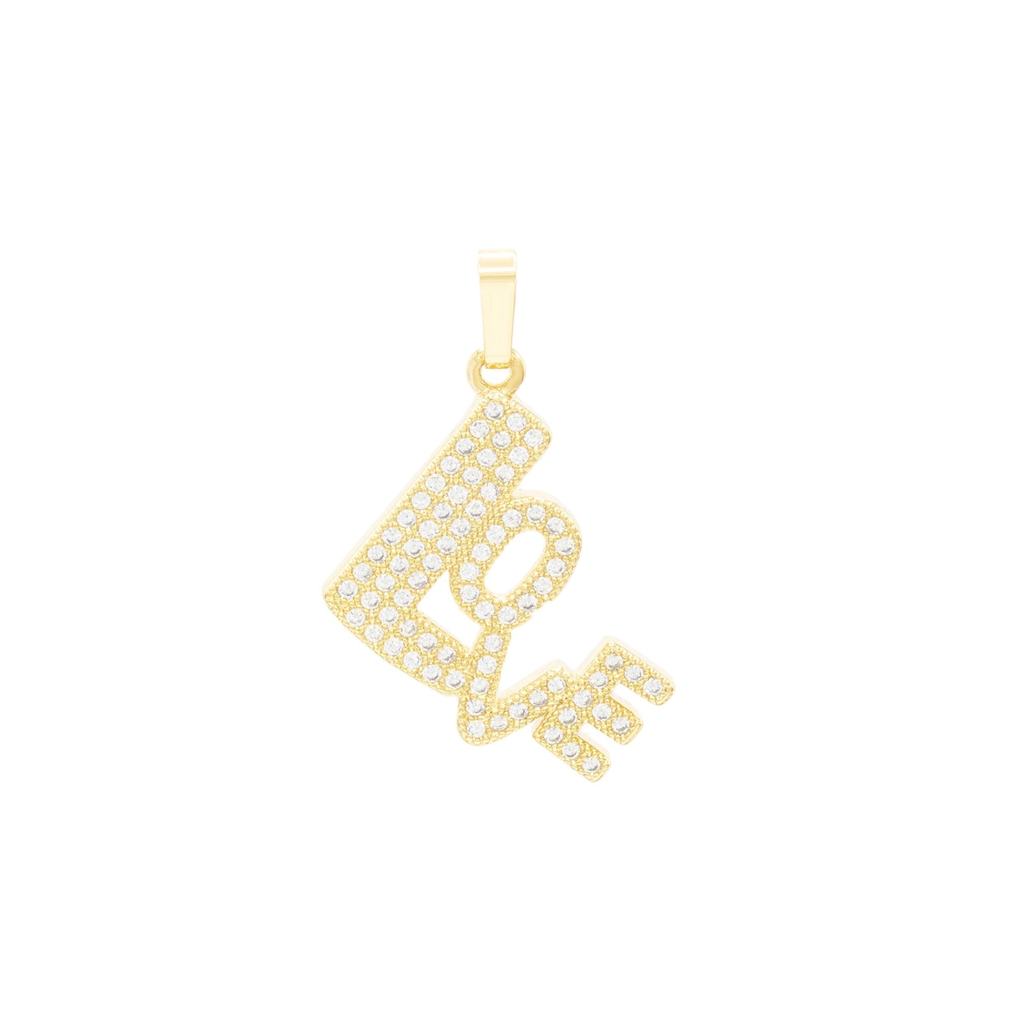 Love 4 Pendant 14K Anklet Gold Filled Cubic Zirconia Charm Rope Chain Set 10" Women Jewelry