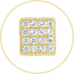 Square 4 Cubic Zirconia Earrings 14K Gold Filled Silver Hip Hop Studs Jewelry Women Men
