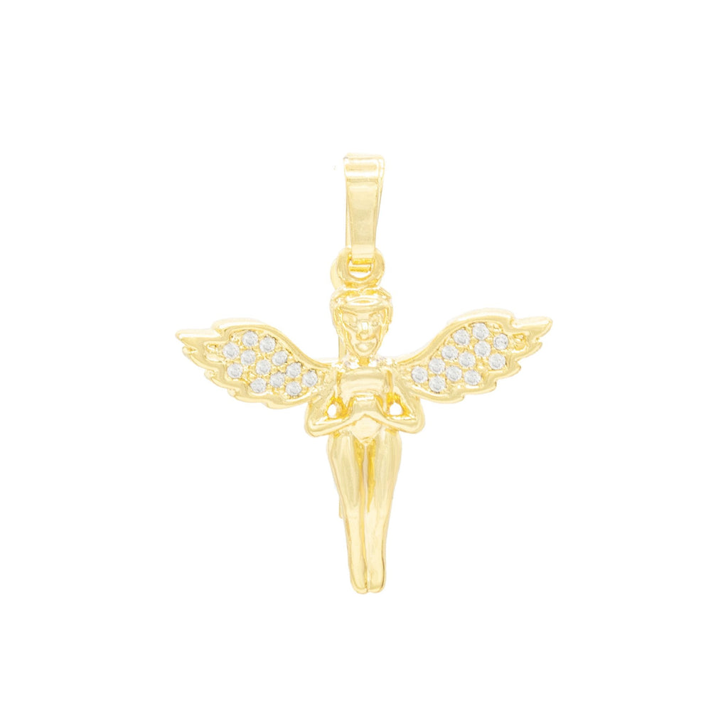 CZ Angel Pendant 14K Anklet Bracelet Gold Filled Cubic Zirconia Charm Rope Foot Chain Set 10" Women Girl Teen