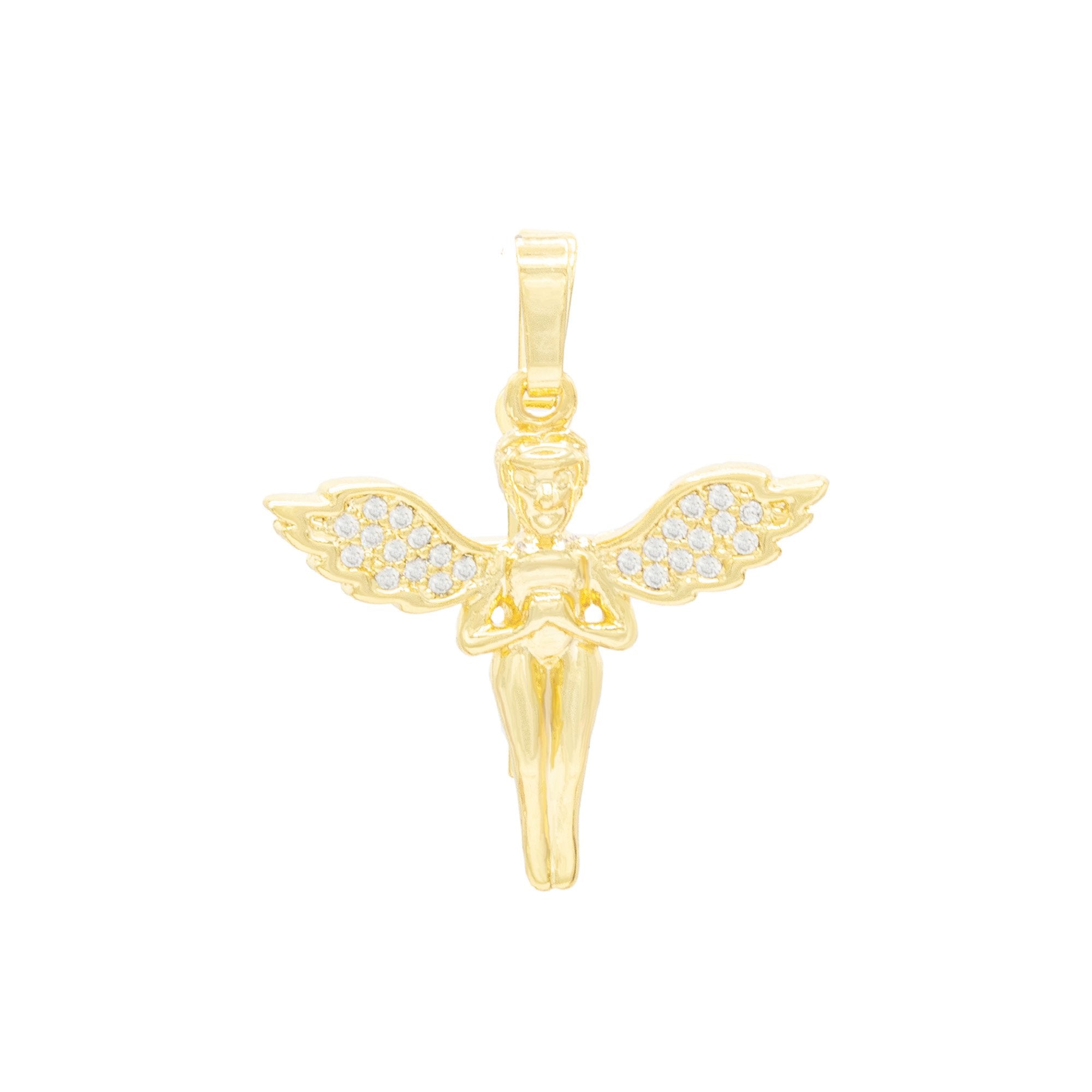CZ Angel Pendant 14K Anklet Bracelet Gold Filled Cubic Zirconia Charm Rope Foot Chain Set 10" Women Girl Teen