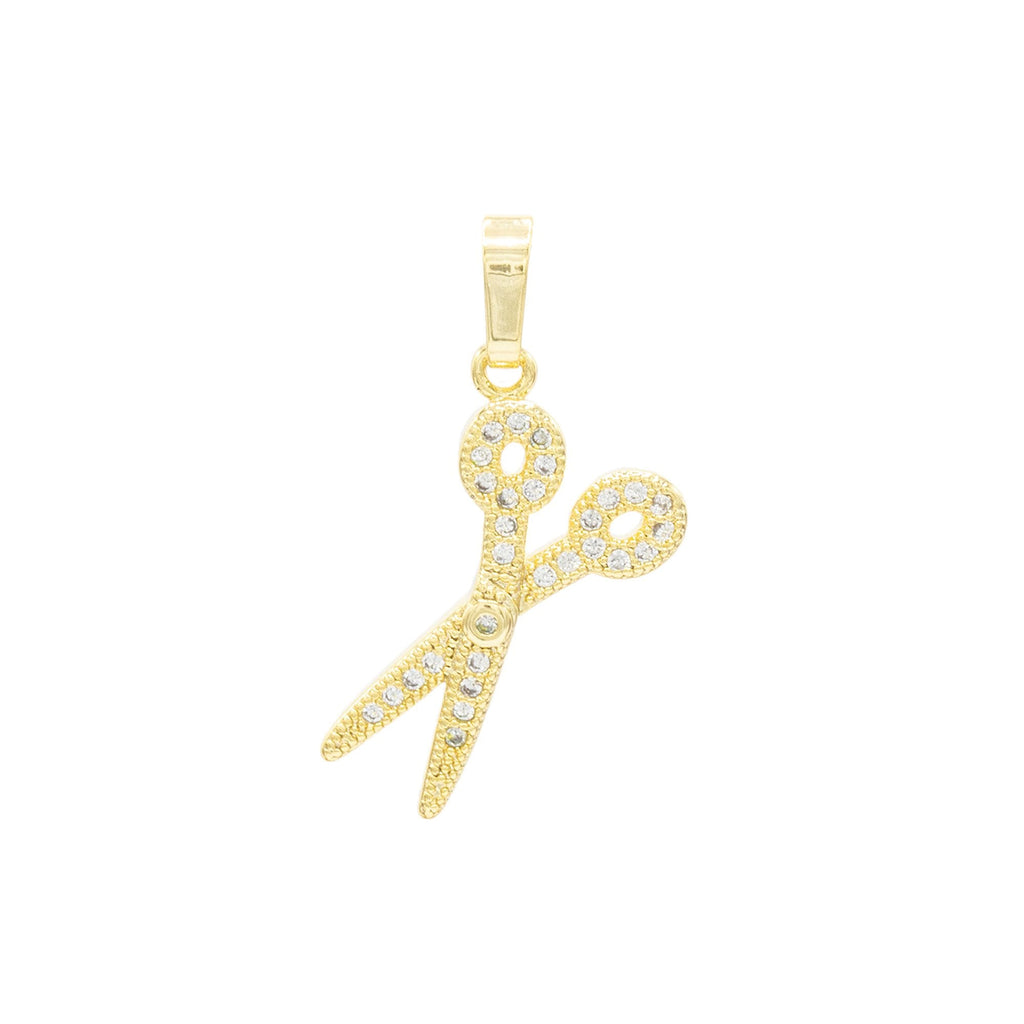 Scissors Pendant 14K Anklet Gold Filled Cubic Zirconia Charm Rope Chain Set 10" Women Jewelry