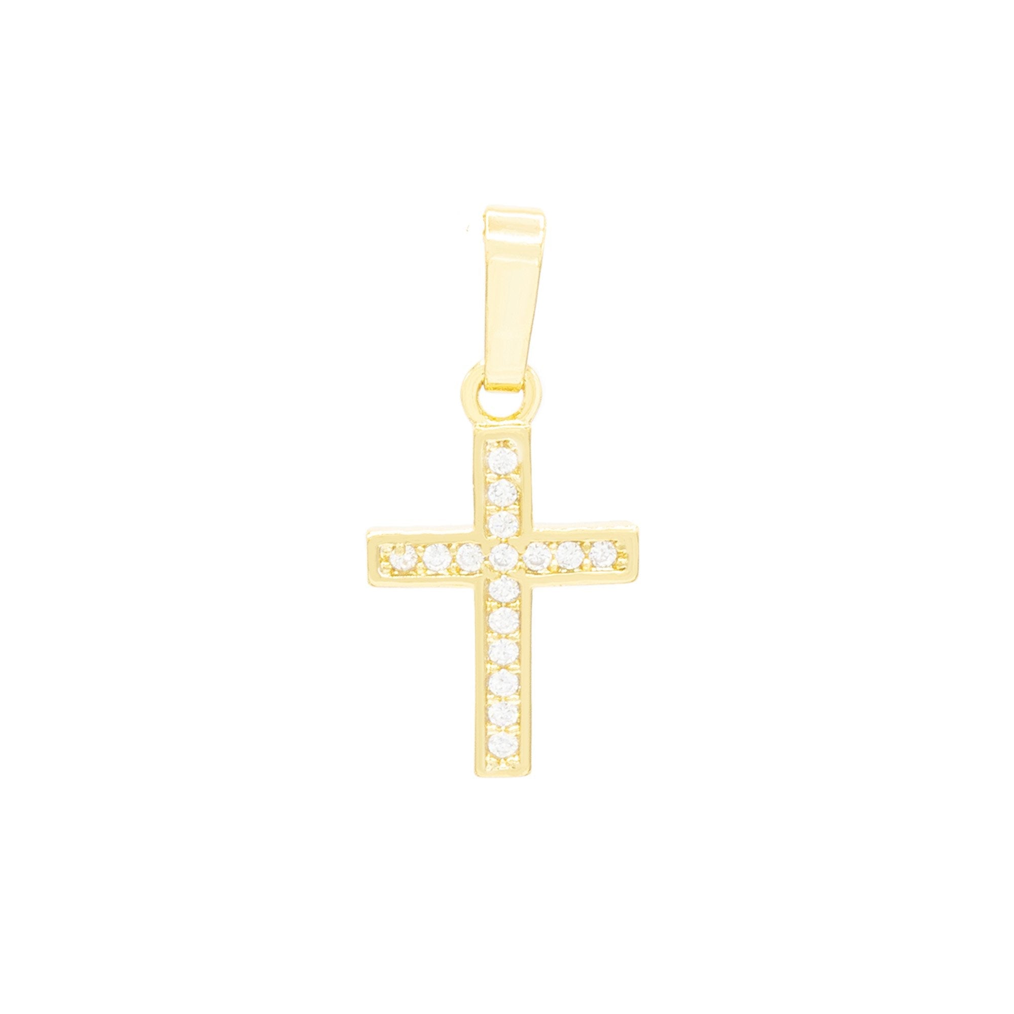 Cross Pendant 14K Anklet Gold Filled Cubic Zirconia Charm Rope Chain Set 10" Women Jewelry