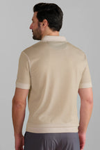 Short Sleeve Sweater Polo Solid // Bone