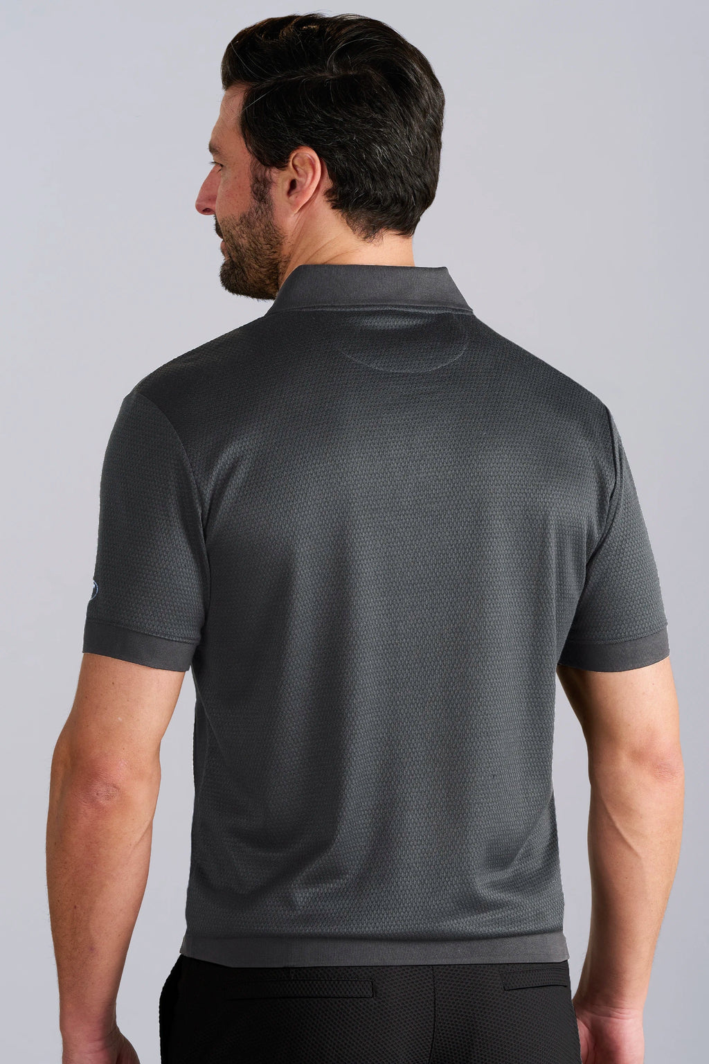 Short Sleeve Sweater Polo Solid // Charcoal