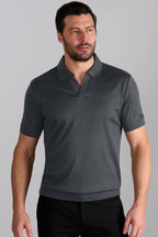 Short Sleeve Sweater Polo Solid // Charcoal