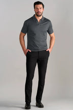 Short Sleeve Sweater Polo Solid // Charcoal