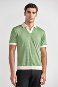 Short Sleeve Sweater Polo Contrast | Moss