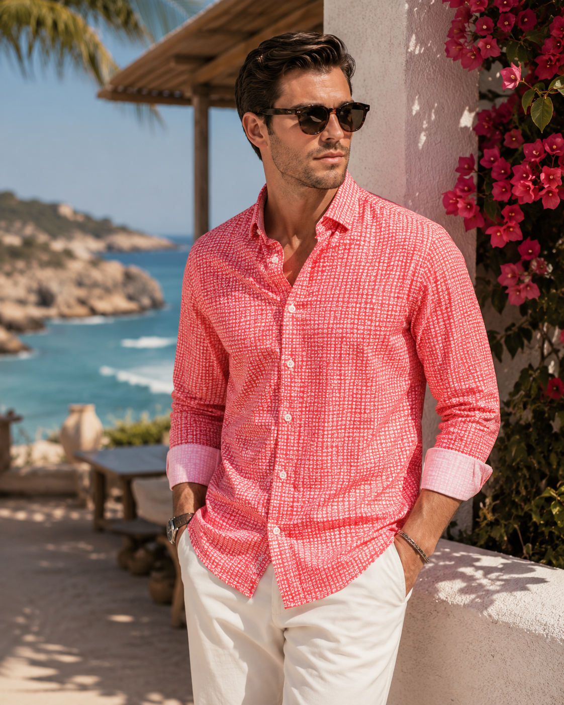 Swiss Check Long Sleeve Tech Shirt - Red