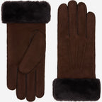 Sydney (brown) – Suede leather gloves with luxurious sheep fur lining