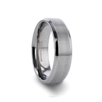 SHIRE Titanium Men’s Flat Wedding Ring, Brushed Center with Polished Beveled Edges — 6mm & 8mm