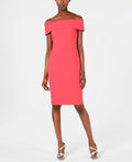 Calvin Klein Women's Petite Off-The-Shoulder Sheath Dress Red Size 12P