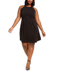 Monteau Women's Trendy Plus Size Glitter Halter Dress Charcoal Size 3X
