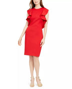Vince Camuto Women's Ruffled Sheath Dress Red Size 8